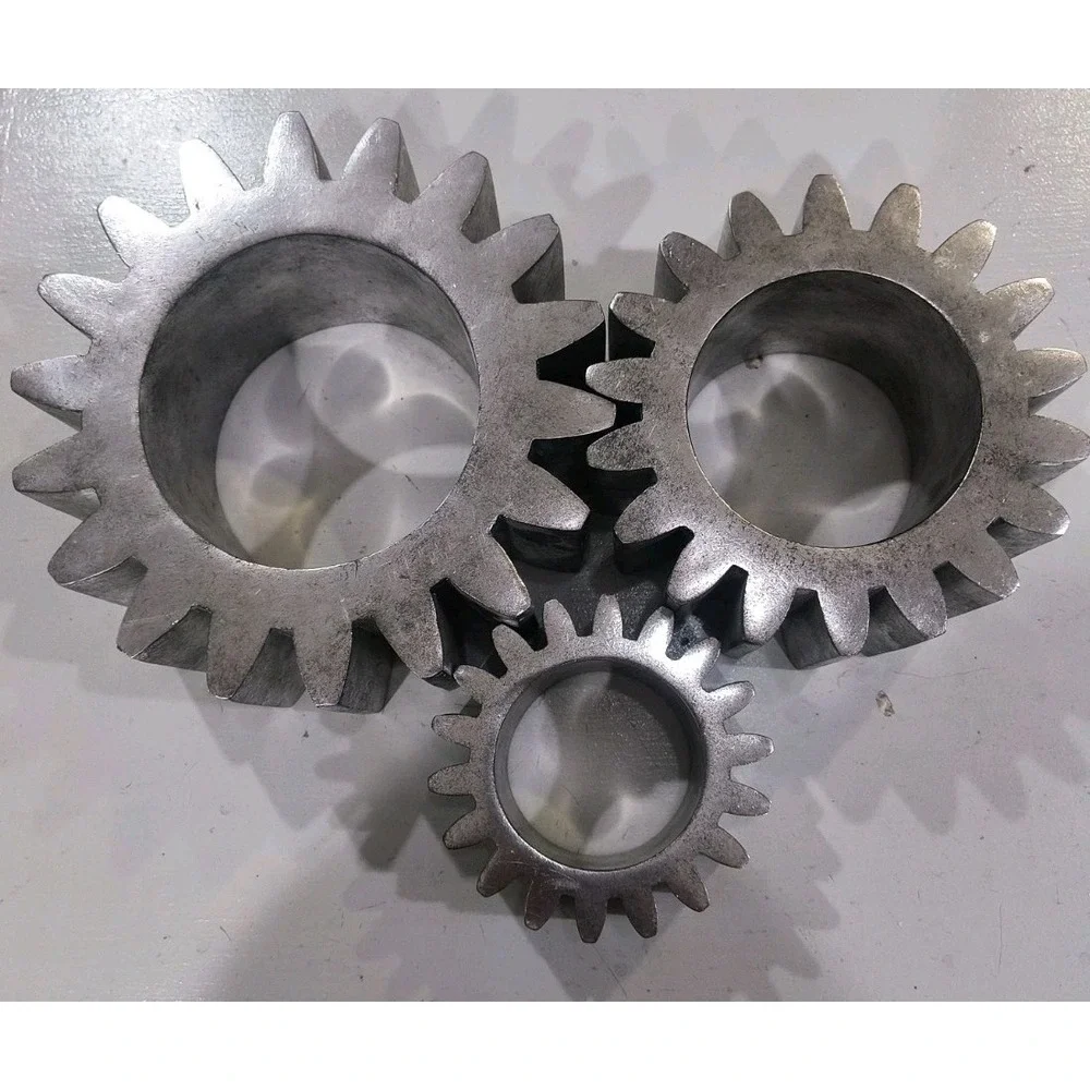 Set of 3 Faux Metal Industrial Gears - Steampunk Cog Props Room Decor